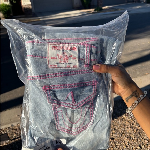 True Religion Women's Denim Jeans with Pink Accents - Picture 2 of 4